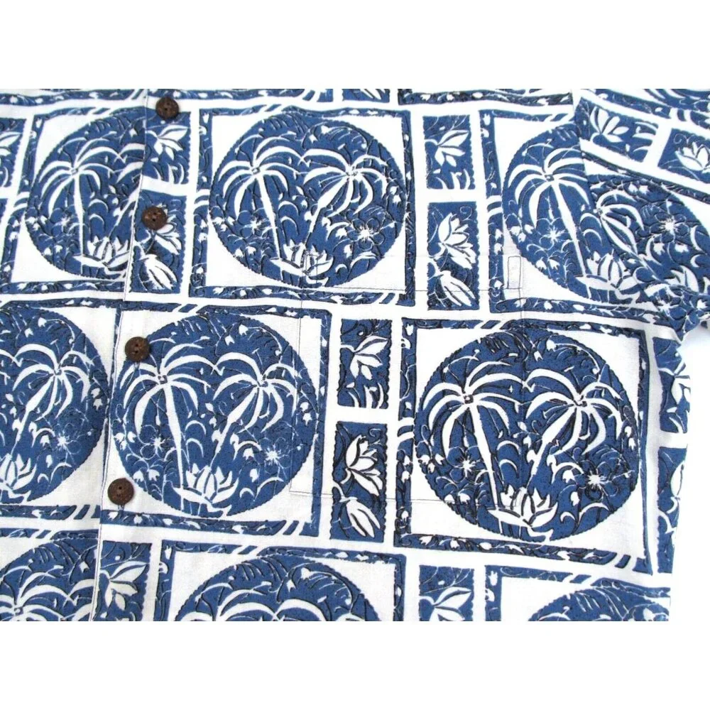 Vtg 90s Avi Kahala Hawaiian Shirt Mens Large Button Up Handcrafted Rayon Linen - Picture 11 of 13